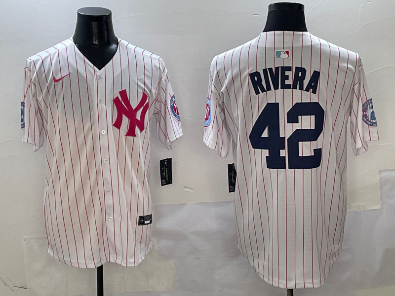 Men's New York Yankees Mariano Rivera #42 White Team Jersey